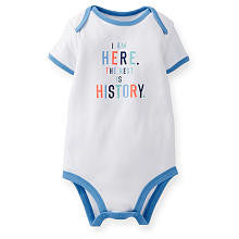 Carter's Boys White "I am Here. The Rest is History" Short Sleeve Bodysuit with Blue Trim