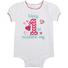 Koala Kids Girls' White/Pink Mother's Day Short Sleeve Bodysuit