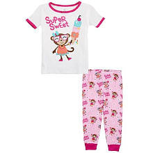 Koala Kids Girls' 2 Piece Pajama Set with Short Sleeve Graphic Top and Printed Pants - Toddler