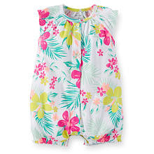 Carter's Girls Floral Printed Flutter Sleeve Romper