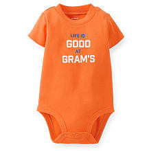 Carter's Boys Orange "Life is Good at Gram's" Short Sleeve Bodysuit