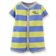 Carter's Boys Blue/Yellow Striped "Little Mate" Snap Front Romper