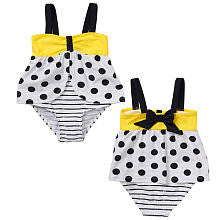 Koala Kids Girls' 1 Piece White/Black Polka Dot Overlay Swimsuit - Toddler