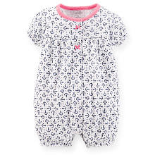 Carter's Girls White Anchor Printed Romper with Bubble Sleeves