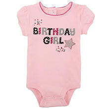 Koala Kids Girls' Pink Birthday Girl Short Sleeve Bodysuit