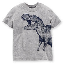 Carter's Boys Heather Grey Dinosaur Screen Print Short Sleeve T Shirt - Toddler