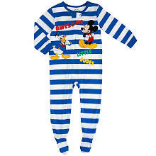 Disney Boys' Blue/White 1 Piece Mickey Mouse/Donald Duck Awesome Dudes Zip Front Footed Pajamas