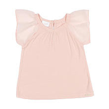 Kardashian Kids Girls' Light Pink Knit Shirt with Woven Flutter Sleeves