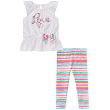 Koala Kids Girls' 2 Piece Flutter Sleeve Tunic and Printed Leggings Playwear Set - Toddler