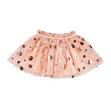 Kardashian Kids Girls Light Pink Fully Lined Soft Tulle with Gold Foil Polka Dot Skirt