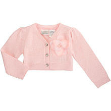 Koala Baby Girls' Pink Flower Applique Cropped Cardigan