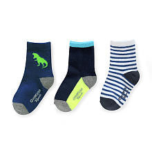 Oshkosh Boys 3 Pack Navy Dino, Blue/Black/Green, and Black/White Striped Socks