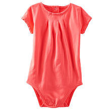 Oshkosh Girls Pink Short Sleeve Bodysuit with Lace Trim