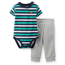 Carter's Boys Blue Striped Short Sleeve Bodysuit and Pant Set