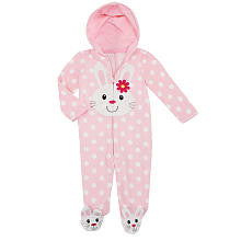 Koala Kids Girls' Pink/White Easter Bunny Polka Dot Hooded Footie