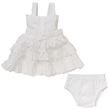 Koala Baby Girls' 2 Piece White Eyelet Ruffle Sleeveless Dress and Diaper Cover Set