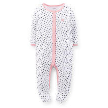 Carter's Girls White Crab Printed Easy Entry Interlock Footie - Preemie