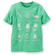 Carter's Boys Light Green Glow Insect Screen Print Short Sleeve Slub T Shirt - Toddler