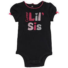 Koala Kids Girls' Black/Pink Lil' Sis Short Sleeve Bodysuit