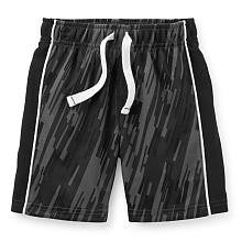 Carter's Boys Black Printed Knit Mesh Short with Side Color Panels - Toddler