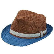 Koala Baby Boys' Brown/Blue Woven Straw Fedora Hat