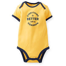 Carter's Boys Yellow "Everything is Better with my Grandpa" Short Sleeve Bodysuit with Navy Trim