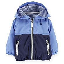 Carter's Boys Blue/Navy Color Blocked Zip Front Hooded Windbreaker Jacket