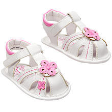 Koala Baby Girls' White/Pink Flower Soft Sole Fisherman Sandals