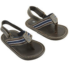 Koala Baby Boys' Brown Faux Leather Soft Sole Thong Sandals