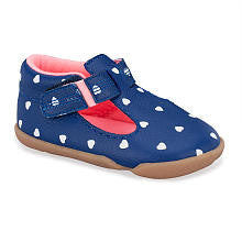 Carter's Girls Every Step Navy Stage 2 Becca Heart Print Touch Closure Shoe