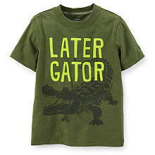 Carter's Boys Olive "Later Gator" Screen Print with Flocking Short Sleeve Slub T Shirt - Toddler