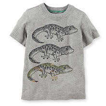 Carter's Boys Heather Grey Lizard Screen Printed Short Sleeve T Shirt - Toddler