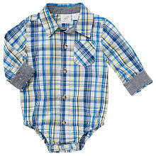 Koala Baby Boys' Plaid Button Down Woven Long Sleeve Bodysuit