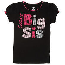 Koala Kids Girls' Black/Pink Big Sis Short Sleeve Shirt - Toddler