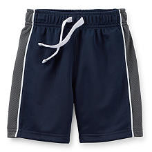 Carter's Boys Navy Knit Mesh Short with Side Color Panels - Toddler