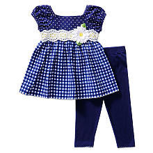 Youngland Girls 2 Piece Mixed Pattern Tunic and Leggings Set