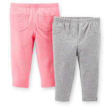 Carter's Girls Pink Polka Dot/Grey 2 Pack Knit Pants