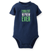 Carter's Boys Navy "Coolest Nephew Ever Short Sleeve Bodysuit