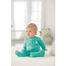 Carter's Boys Green Whale Printed Easy Entry Footie