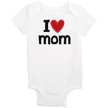 Koala Kids Neutral White I Heart Mom Short Sleeve Bodysuit