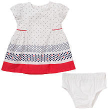 Koala Baby Girls' 2 Piece White/Navy Polka Dot Short Sleeve Dress and Diaper Cover Set