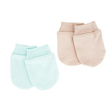 Koala Baby Neutral 2 Pack Tan/Light Blue Knit Mittens