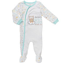 Koala Baby Boys' White Starry Owl Asymmetrical Snap Front Footie