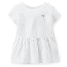 Carter's Girls White Slub Peplum Short Sleeve Top - Toddler