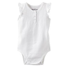 Oshkosh Girls White Knit Flutter Short Sleeve Henley Bodysuit