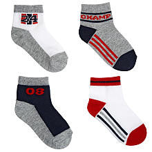 Koala Kids Boys' 4 Pack Gray/White Sporty Quarter Socks