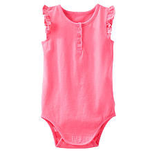 Oshkosh Girls Pink Short Sleeve Henley Bodysuit