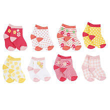 Koala Baby Girls' 8 Pack Pink/Yellow Picnic Party Socks - Preemie