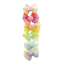 Koala Kids Girls 6 Pack Assorted Pastel Flower Center Tulle Bow Ponytail Holders- Toddler