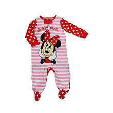 Disney Baby Girls Pink Stripe "Simply Adorable" Minnie Mouse Zip Up Footie